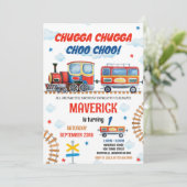 Chugga Cho Train Kids Boy Birthday Invitation 招待状 (スタンド正面)