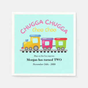 Chugga Choo Trainをテーマにした漫画2回目の誕生日 スタンダードカクテルナプキン