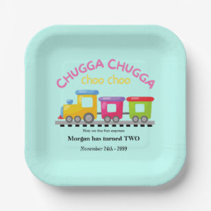 Chugga Choo Trainをテーマにした漫画2回目の誕生日 ペーパープレート