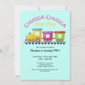 Chugga Choo Trainをテーマにした漫画2回目の誕生日 招待状 (正面)