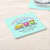 Chugga Choo TrainをテーマにしたCartoon Any Age誕生日 スクエアペーパーコースター (アングル)