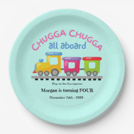 Chugga Choo TrainをテーマにしたCartoon Any Age誕生日 ペーパープレート