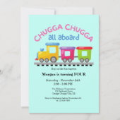 Chugga Choo TrainをテーマにしたCartoon Any Age誕生日 招待状 (正面)