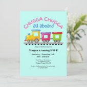 Chugga Choo TrainをテーマにしたCartoon Any Age誕生日 招待状 (スタンド正面)