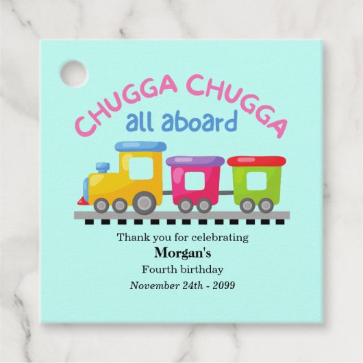 Chugga Choo Train Themed Cartoon Any Age Birthday  フェイバータグ (正面)