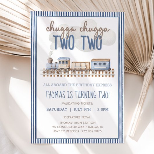 CHUGGA CHUGGA二つ二つのバースデートレイン誕生日 招待状