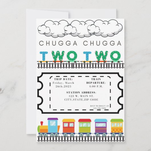 Chugga Chugga Cho Cho Birthday Invitation 招待状 (正面)