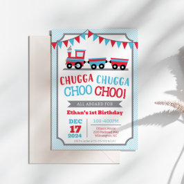 Chugga Chugga Choo Choo Birthday Party Invitation 招待状