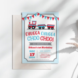 Chugga Chugga Choo Choo Birthday Party Invitation 招待状