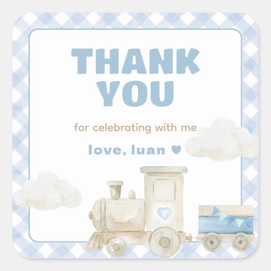 Chugga Chugga Train Birthday  スクエアシール (正面)