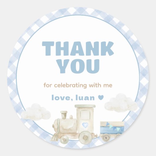 Chugga Chugga Train Birthday ラウンドシール (正面)