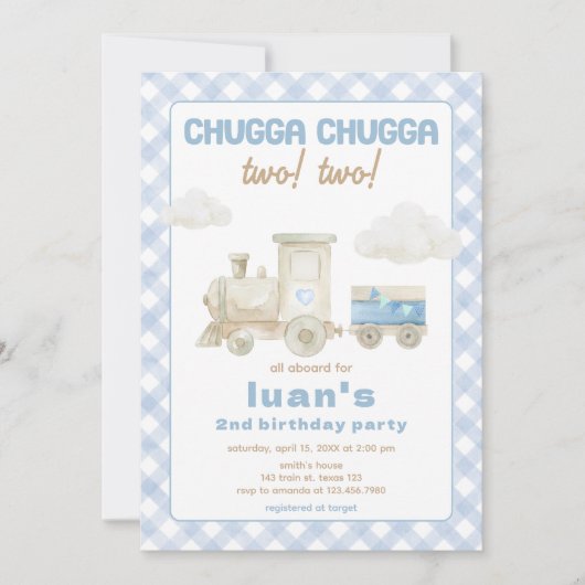 Chugga Chugga Train Birthday  招待状 (正面)