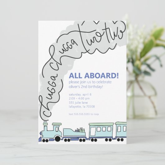 Chugga Chugga Two Two Train Second Birthday Party  招待状 (スタンド正面)