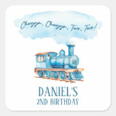 Chugga Two Two Choo Choo Train 2歳の誕生日パーティー スクエアシール (正面)