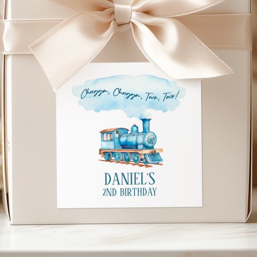 Chugga Two Two Choo Choo Train 2歳の誕生日パーティー スクエアシール