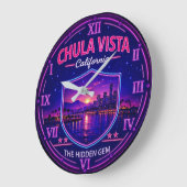 Chula Vista California Bayfront Neon ラージ壁時計 (傾斜)