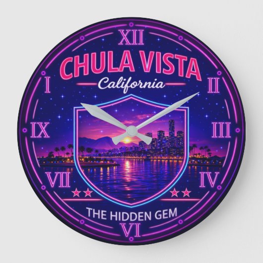 Chula Vista California Bayfront Neon ラージ壁時計 (正面)