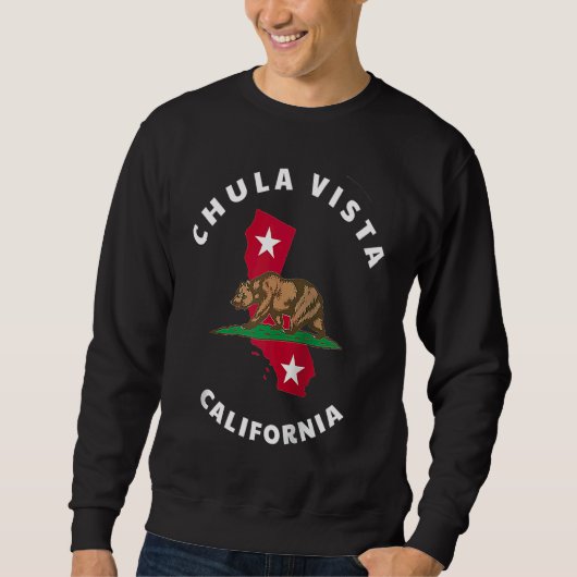Chula Vista California CA Flag and Bear Badge Souv スウェットシャツ (正面)