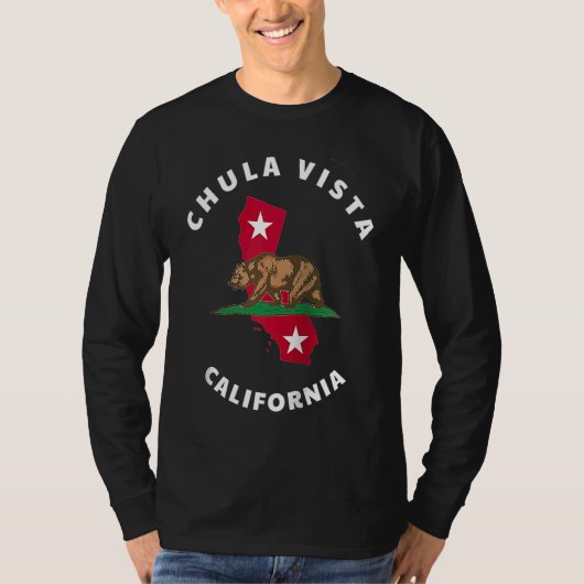 Chula Vista California CA Flag and Bear Badge Souv Tシャツ (正面)