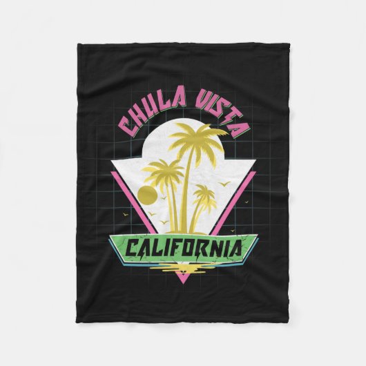 Chula Vista California Retro Vaporwave Beach  フリースブランケット (正面)