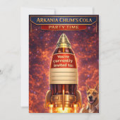 Chums: retro sci-fi rocket ship birthday invitatio 招待状 (正面)