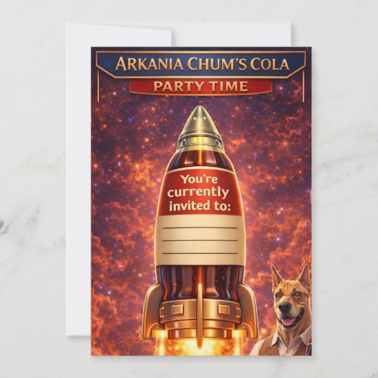 Chums: retro sci-fi rocket ship birthday invitatio 招待状 (正面)