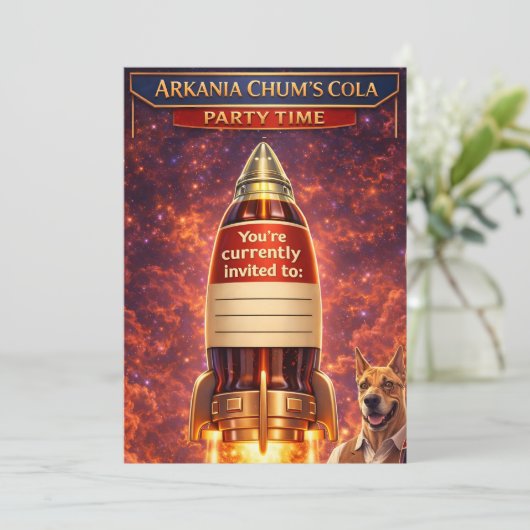 Chums: retro sci-fi rocket ship birthday invitatio 招待状 (スタンド正面)