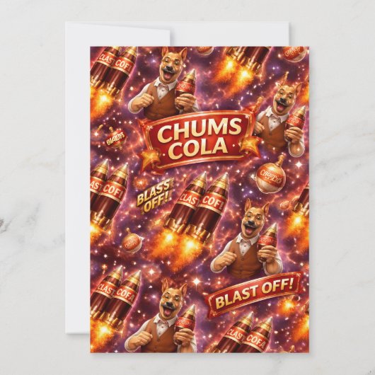 Chums: retro sci-fi rocket ship birthday invitatio 招待状 (裏面)