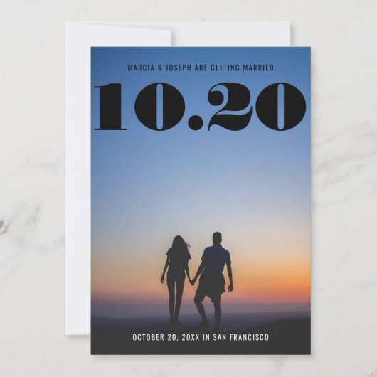 Chunky はっきりした Serifの結婚日付写真 セーブザデート (正面)