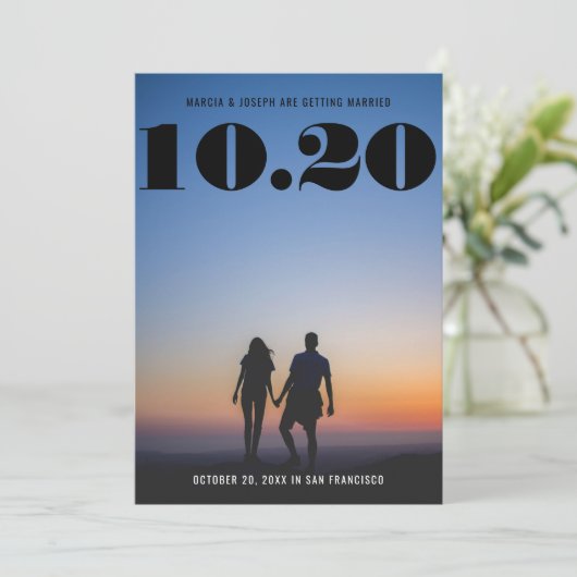 Chunky はっきりした Serifの結婚日付写真 セーブザデート (スタンド正面)