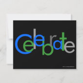 Chunky Block Blue Black Birthday Party招待 招待状 (裏面)