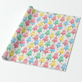 Chunky Kawaii Pastel Pine Trees Seamless Wrapping ラッピングペーパー (アンロールド)