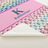 Chunky Pastel Knit Monogram Custom Name Gift シェルパブランケット (3/4)