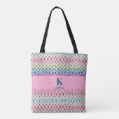 Chunky Pastel Knit Monogram Personalized Name トートバッグ (裏面)