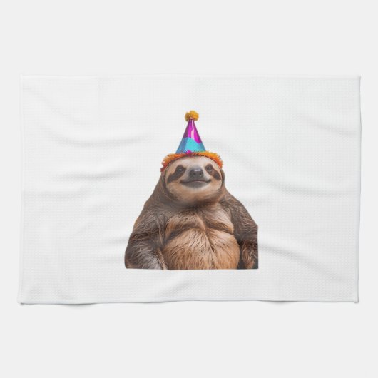 Chunky Sloth birthday party hat gift funny meme pr キッチンタオル (横)