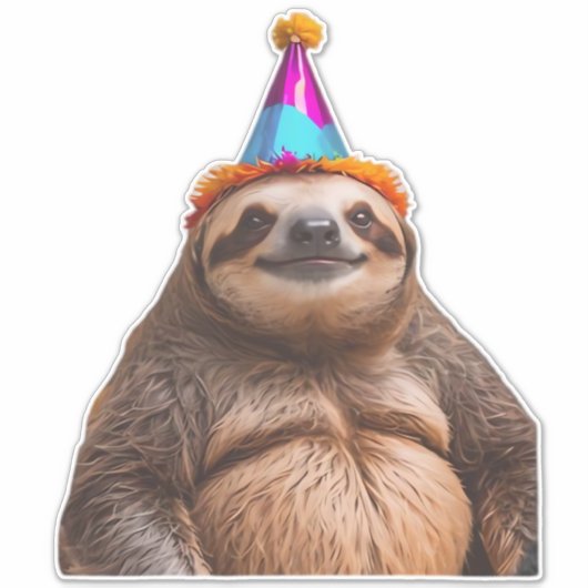 Chunky Sloth birthday party hat gift funny meme pr シール (正面)