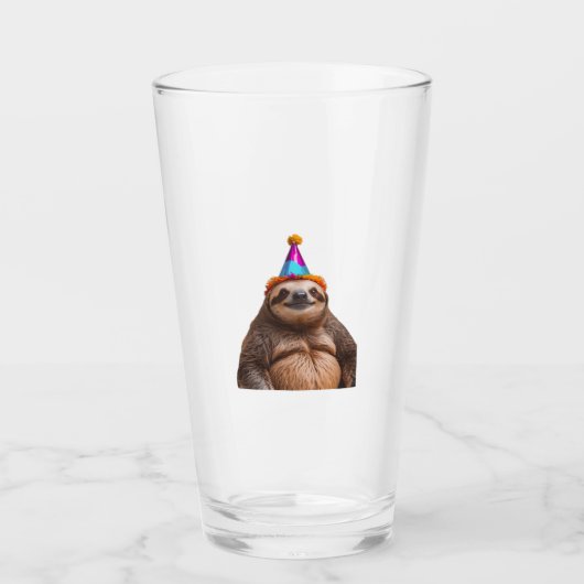 Chunky Sloth birthday party hat gift funny meme pr タンブラーグラス (正面)