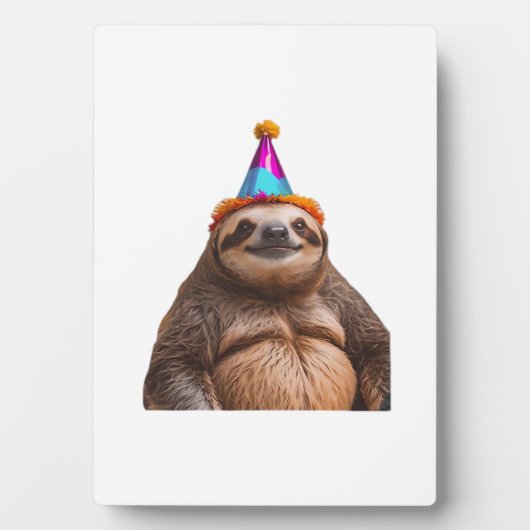 Chunky Sloth birthday party hat gift funny meme pr フォトプラーク (正面)