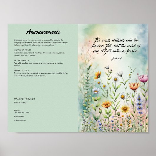 Church Bulletinポスターの編集、ダウンロード ポスター (正面)