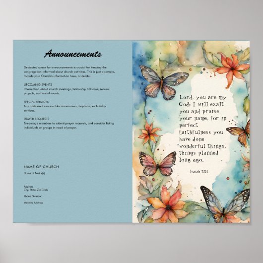 Church Bulletinポスターの編集、ダウンロード ポスター (正面)