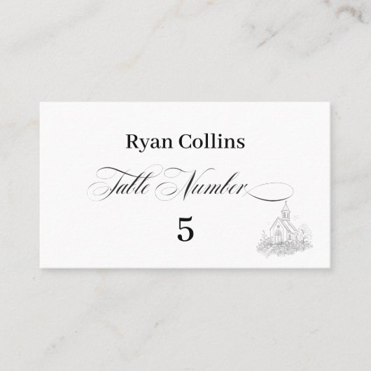 Church Calligraphy Place Cards プレイスカード (正面)