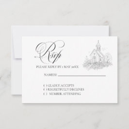 Church Calligraphy Wedding RSVP card