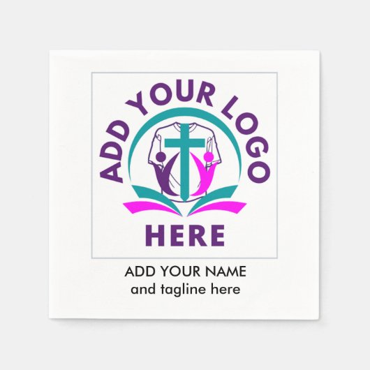 CHURCH MERCHANDISE パーソナライズされたAdd Your Logo スタンダードカクテルナプキン (正面)