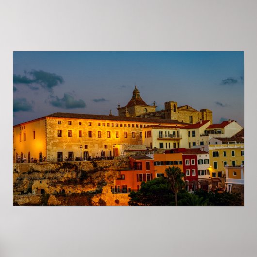 Church of Carmen at dusk - Mahon, Menorca ポスター (正面)