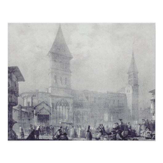 Church of the Abbey of Saint Philibert at Tounus ポスター (正面)