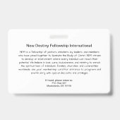 Church/Organization/Workplace ID Badge バッジ (裏面)