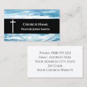 Church Pastor Abstract Blue Ocean Christian 名刺 (正面/裏面)