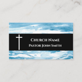 Church Pastor Abstract Blue Ocean Christian 名刺