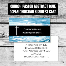 Church Pastor Abstract Blue Ocean Christian 名刺