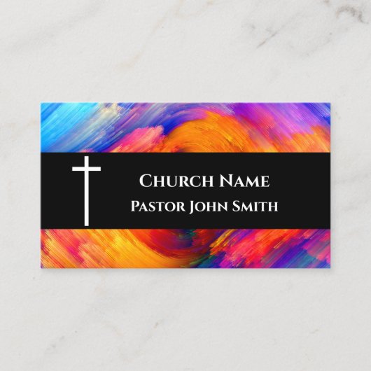 Church Pastor Abstract Orange Sky Christian 名刺 (正面)
